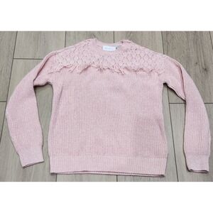 Girls Cable‎ Knit Fringe Sweater Light Pink Size 7/8 The Children's Place
